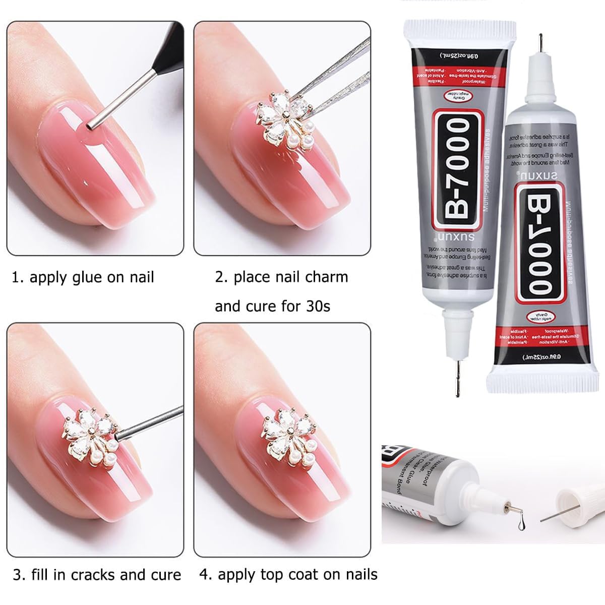 6400Pcs Silver Clear Nail Rhinestones, 600Pcs Multishapes Big Nail Gemstones +5800Pcs 1.5-6.5mm Flat Back Round Crystal Beads with B7000, Nail Decals, Multsize Flat Back Glass Stones for DIY Art