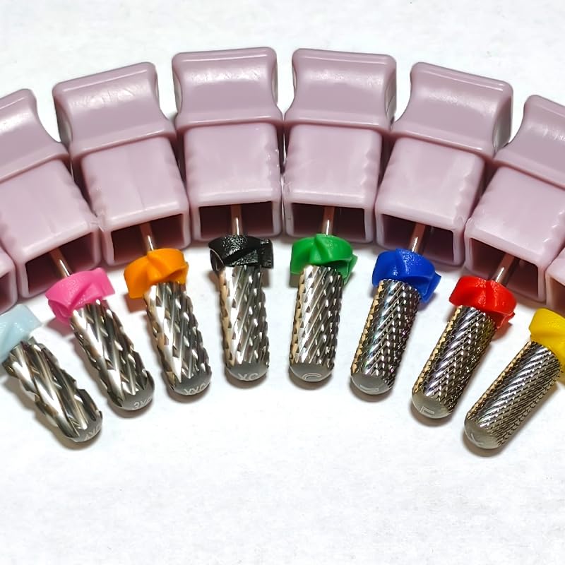 Super Cut Small Barrel 3/32'' Safety Tungsten Nail Drill Bits, Remove Gel Fast, Right handed, Suitable for Manicure Pedicure Cuticle Gel Polishing, Classic Round Top Bits, Grit: Coarse.