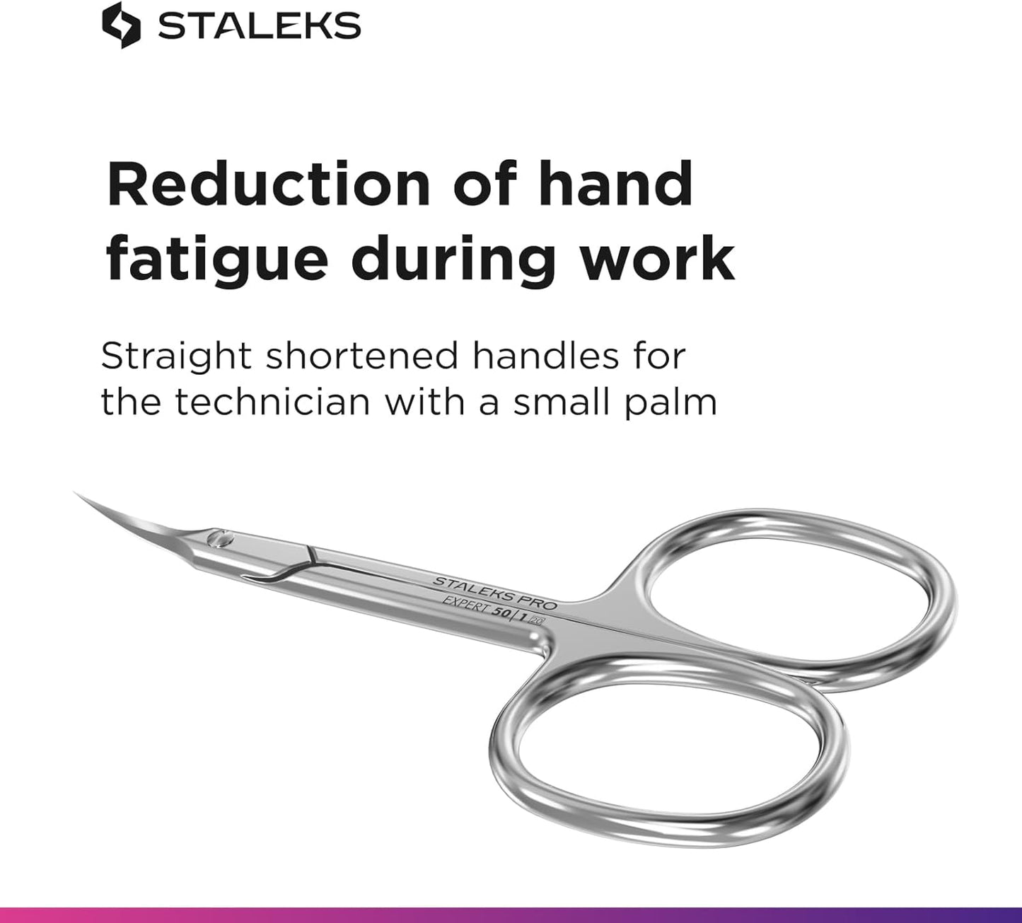 Staleks Pro Professional Cuticle Scissors Expert 50 Type 1 – Sharp Manicure Scissors – Thin Blades – High-Alloy Stainless Steel – Ergonomic Grip – Corrosion Resistant