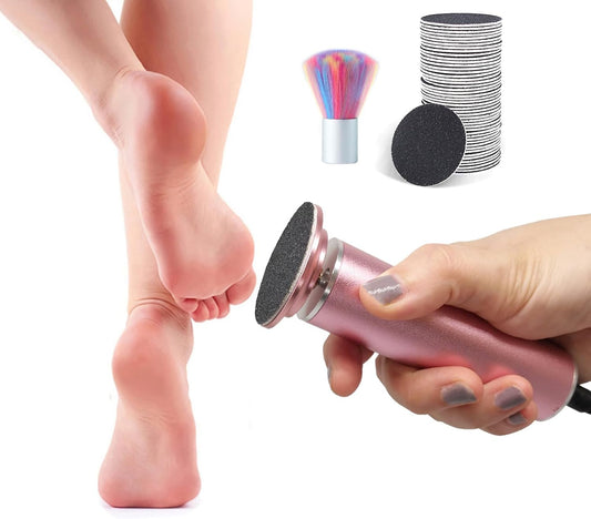 Electric Callus Remover for Feet Adjustable Speed, Powerful Foot Scrubber Electric Foot Callus Remover Heel File with 60PCS Sanding Discs Pedicure Tools for Feet Dead Skin Foot Grinder, Pink