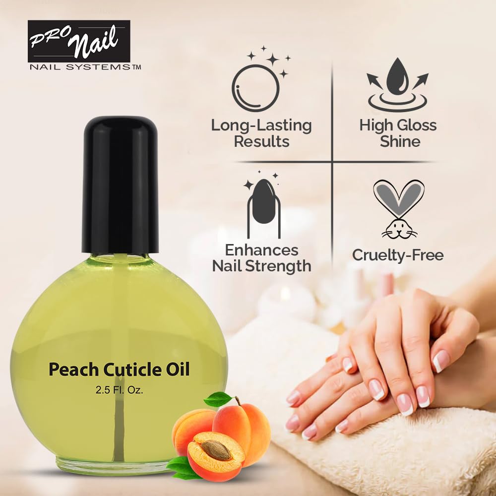 PRO NAIL - Cuticle Revitalizing Oil for Nails, Peach, 2.5 Oz - Professional Strength, Pedicure and Manicure - Moisturizes and Strengthens Nails and Cuticles - Soothing and Nourishing