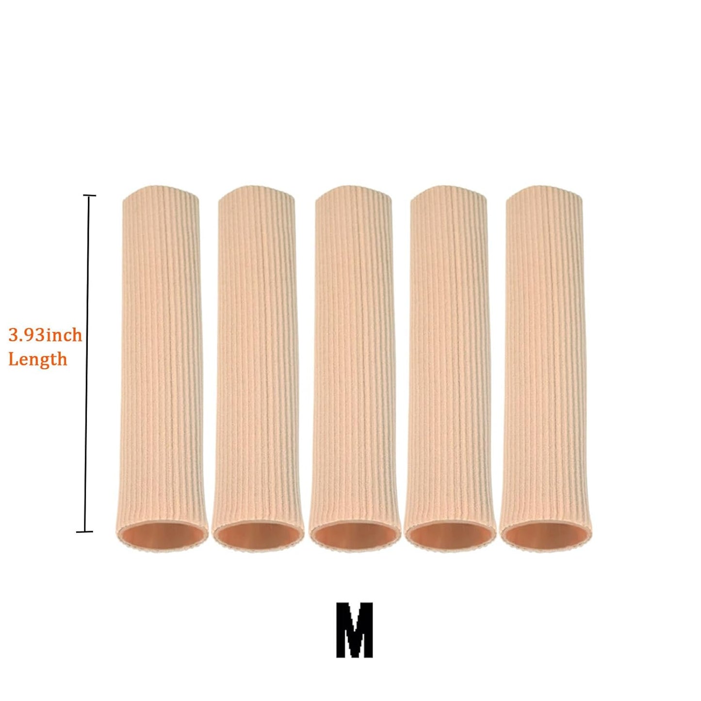Cuttable Toe Tubes Sleeves 5 Pack, Made of Elastic Fabric Lined with Silicone Gel. Toes Sleeve Protectors Relief Toe Pressure Pain, Corn and Calluses Remover