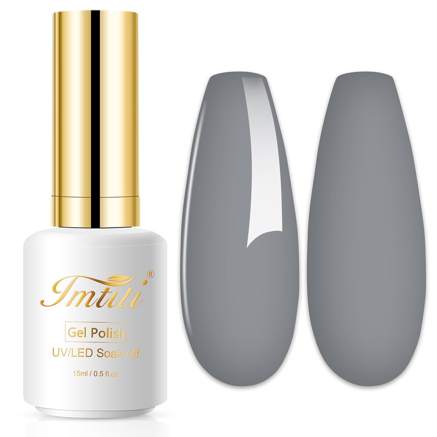Imtiti Medium Grey Gel Polish, 0.5 Fl Oz, Soak Off LED UV Nail Gel Kit for Autumn Winter DIY Nail Art Manicure Salon
