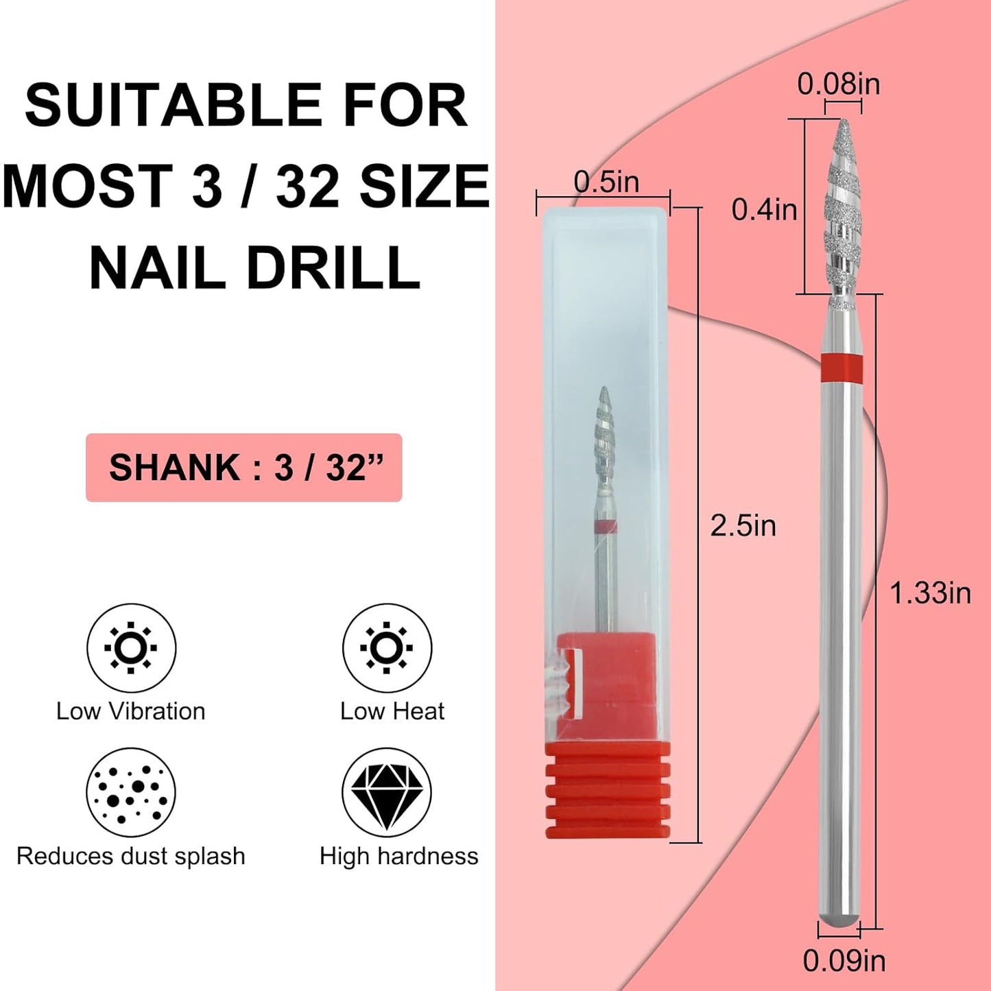 Nail Drill Bits Cuticle Nail Drill Bits Electric File Bit for Nail Drill Cylinder Shape 3/32''Shank Cuticle Clean Nail Bit for Acrylic Manicure Pedicure Cuticle Gel Polishing (Fine)