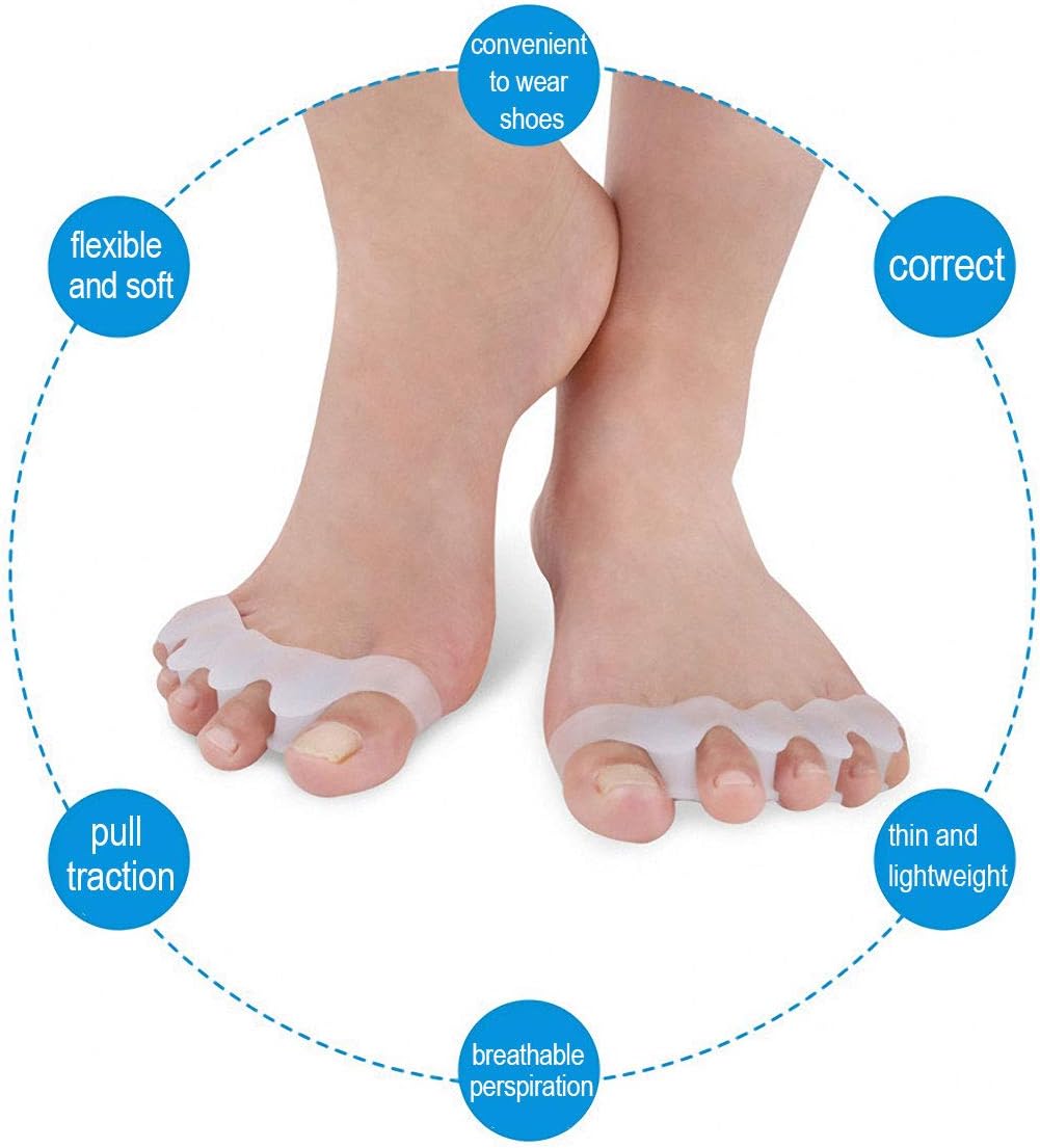 Kids Toe Separators to Correct Foot Alignment, Soft Silicone Toe Spacers for Overlapping Toes, Toe Straighteners for Bunion, Hammertoe Toe Stretchers for Yoga Practice Relieve Feet Pain (Small)