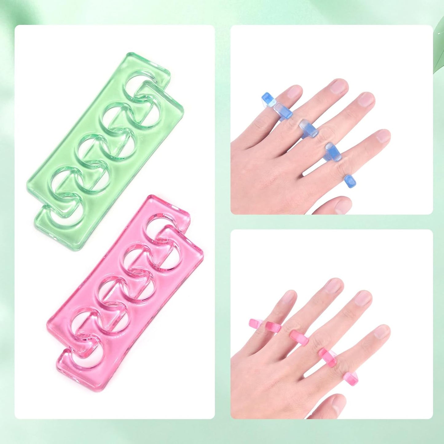 Toe Separators Gel Silicone Toe Separators for Pedicure Repeatable Washable Toenail Dividers Soft Gel Toe Spacers Pedicure Kit for Nail Polish Application & Foot Relief, 2 Pairs