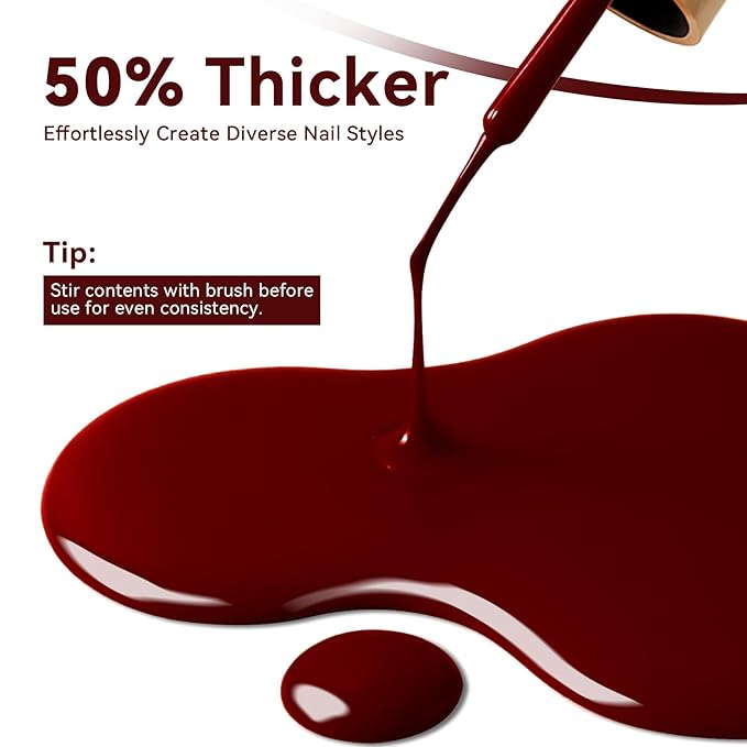 MAYCHAO Burgundy Swirl Gel Liner Nail Art Polish, 8ml Classic Burgundy Red Gel Color Built-in Thin Brush, UV Light Cure for French Nail Tips DIY Manicure at Home Salon
