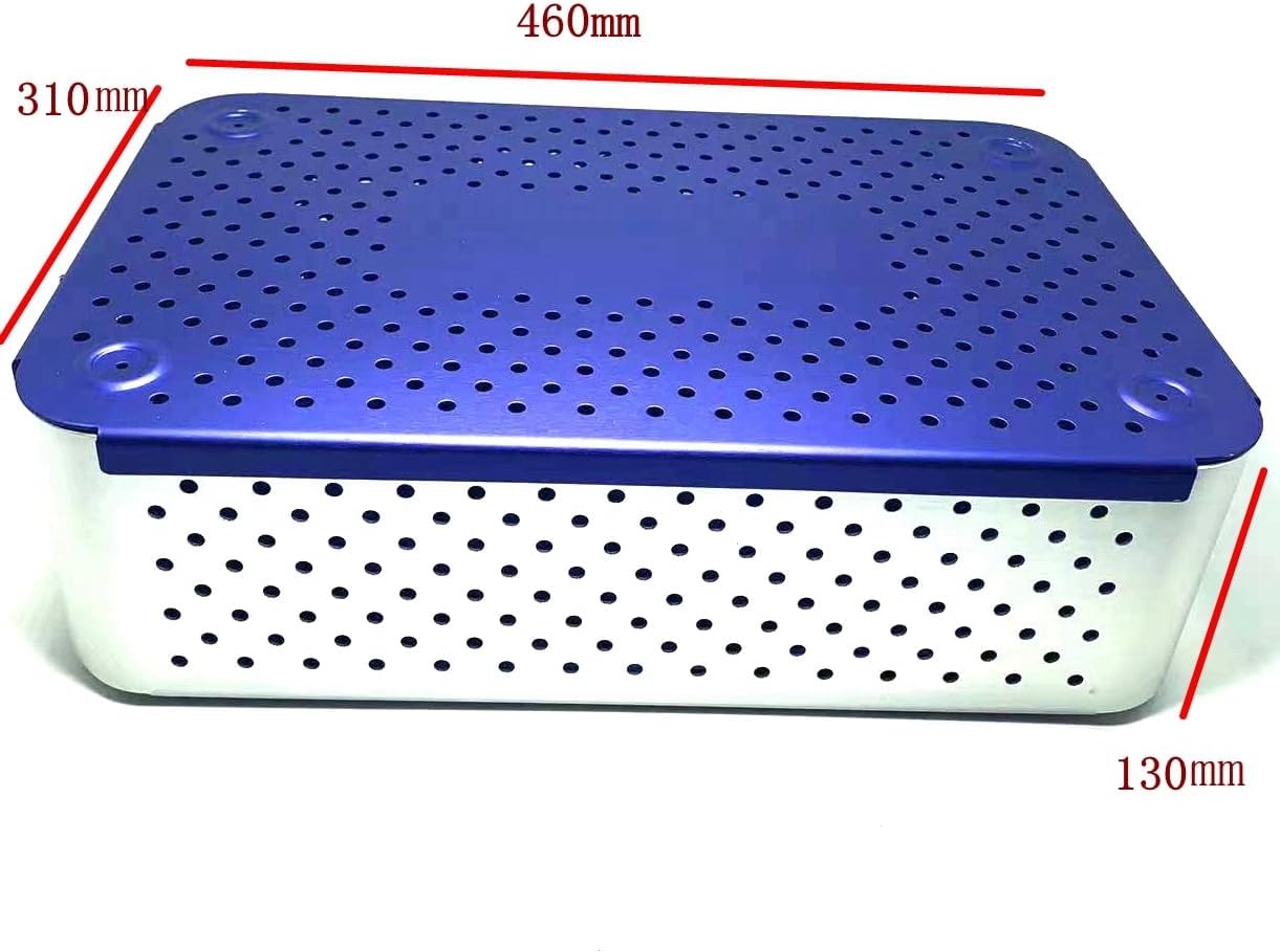 Chaoyue Medical Aluminium Alloy Rectangular Sterilization Tray with Silicone Mat, 460mm*310mm*130mm, Blue, Medical Tray, Science Lab Trays