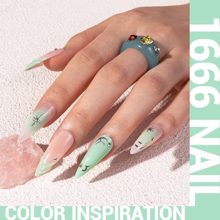MelodySusie Thick Light Green Gel Nail Polish,0.5fl oz Soak Off UV LED Mint Green Gel Polish Gift for Women Nail Art Manicure Salon DIY Nail Design Decoration at Home-1666