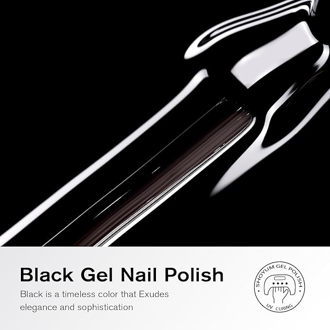 Black Gel Nail Polish 1Pcs 15ML Nail Polish Soak Off UV LED Nail Gel Polish Nail Art Starter Manicure Salon DIY at Home, 0.51 OZ