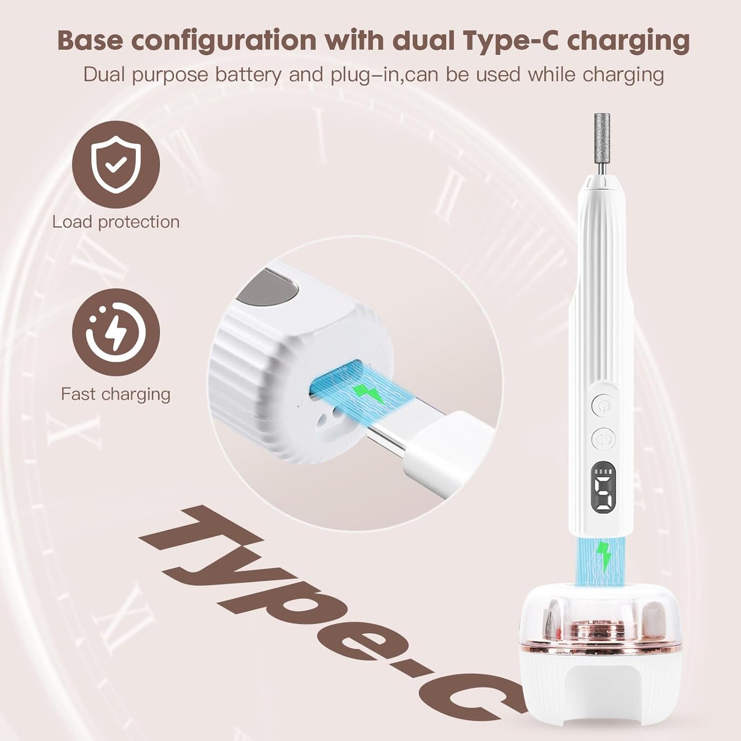 Electric Nail File,Nail Drill Kit with Nail Lamp,Cordless Nail Filer for Acrylic Gel Nails,Professional Nail Drill Machine Polishing Tool Manicure Pedicure Kit Efile Nail Supplies for Home Salon