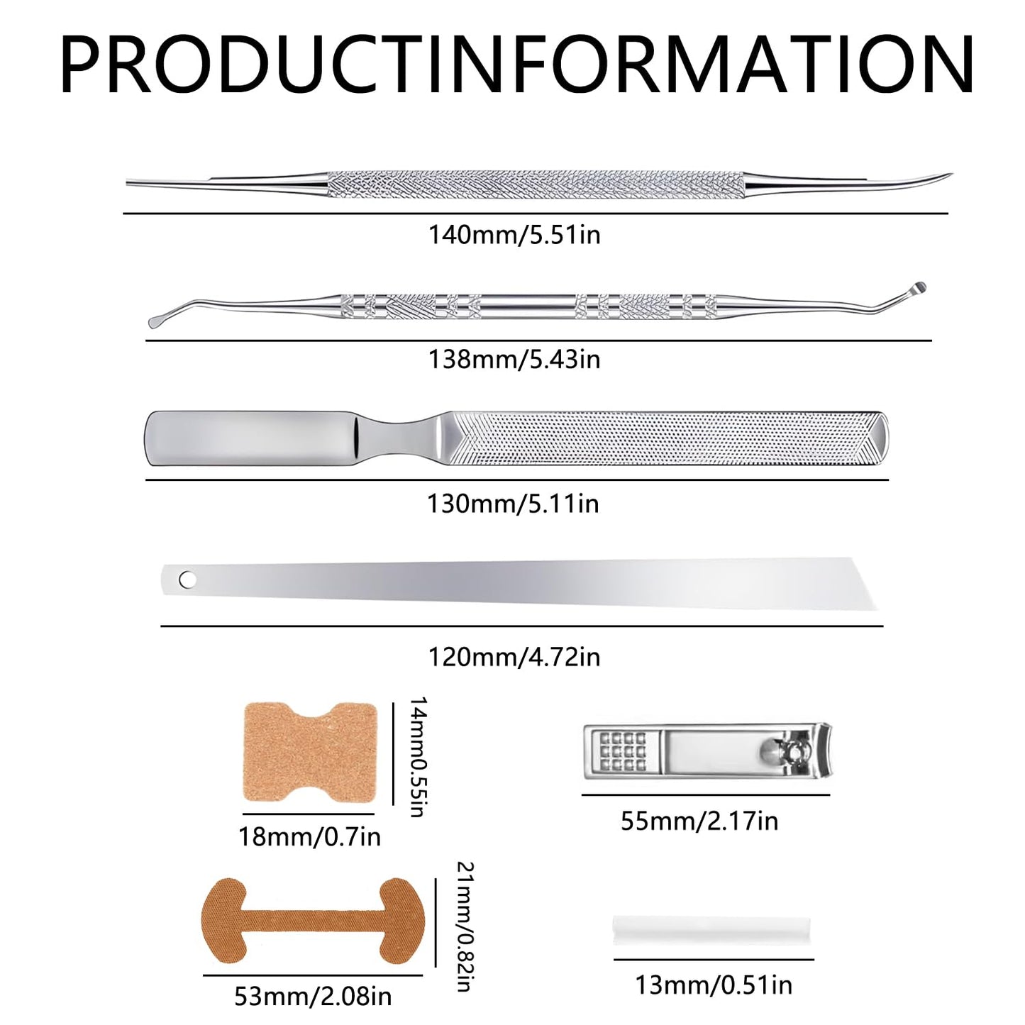 Professional Ingrown Toenail Toolkit with Breathable Ingrown Toenail Strips, Curved Toenails Corrector Patch, Painless File and Lifter for Home Pedicure Care