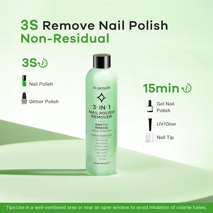 Acetone Nail Polish Remover: Professional Soak off Gel Polish Remover Natural Formula Aloe Vera Essential Oil for Acrylic Dip Powder Nail Supplies for Home Salon(8 Fl.Oz.)