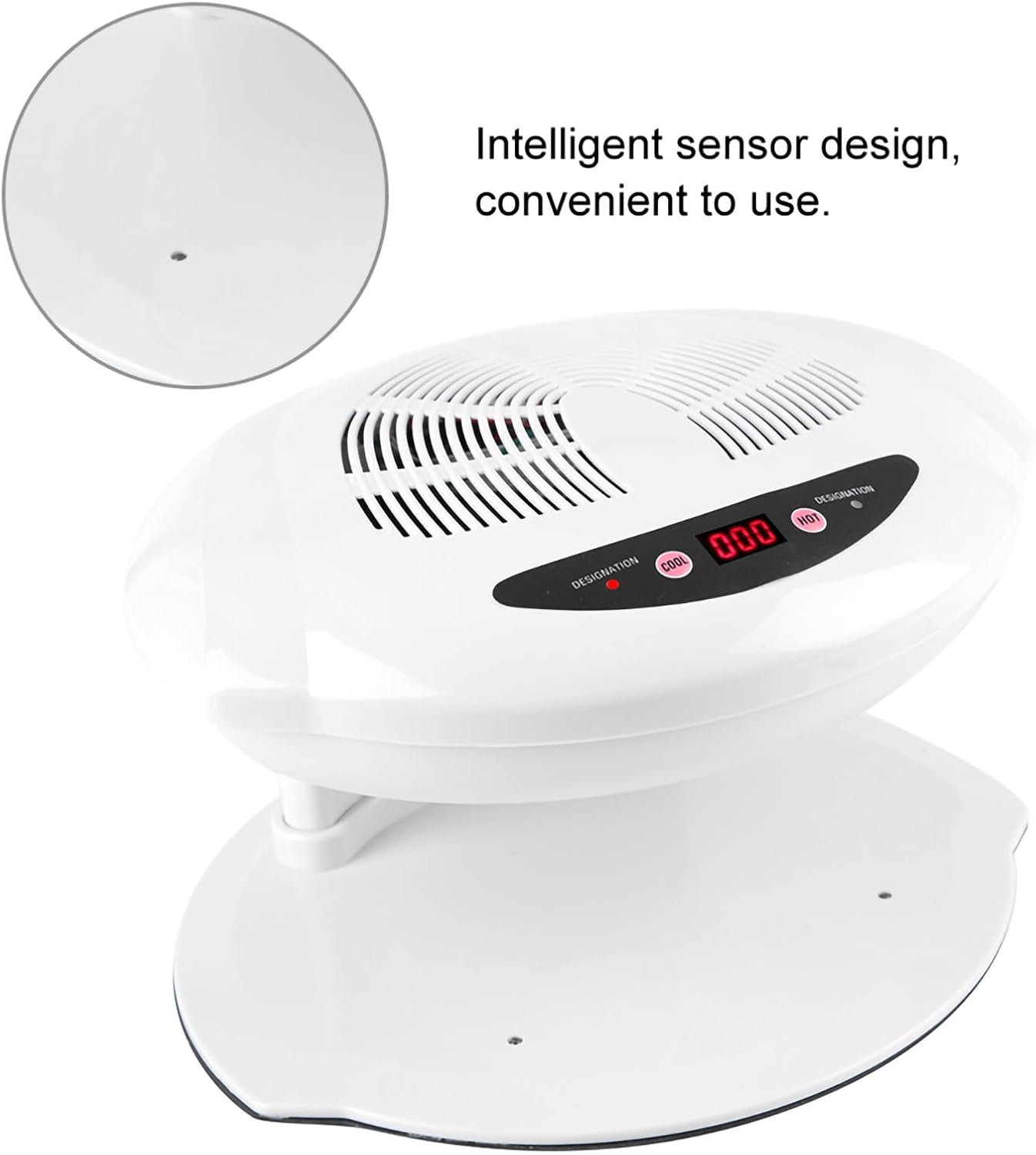 Air Nail Dryer, 2 in 1 400W Cool Warm Nail Air Blow Fan Nail Drying Machine Automatic Sensor Nail Polish Dryer Nail Art Manicure Tool for Salons or Home Use White