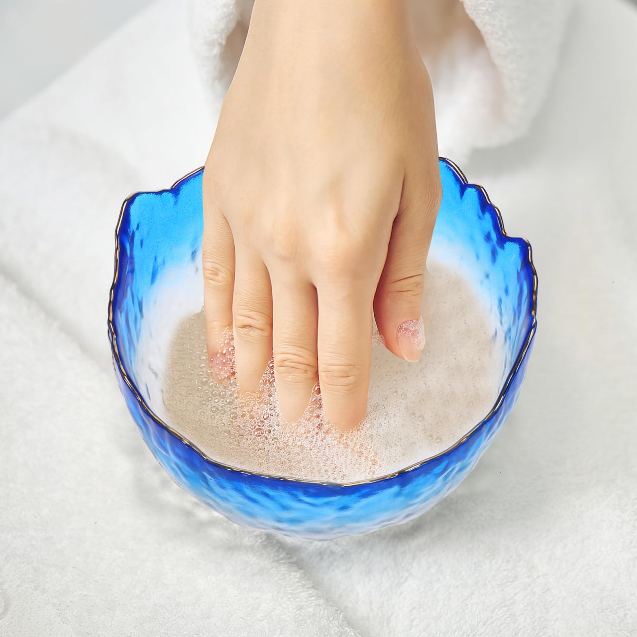 Glass Nail Soaking Bowl, Manicure Hand Soak Bowl, Nail Polish Remover Bowl Manicure Wash Bowls Wash Soaker Glass Supplies，nail Art Tips Bowl for Fingernail Toenail Caring Polish Removal,5.3In