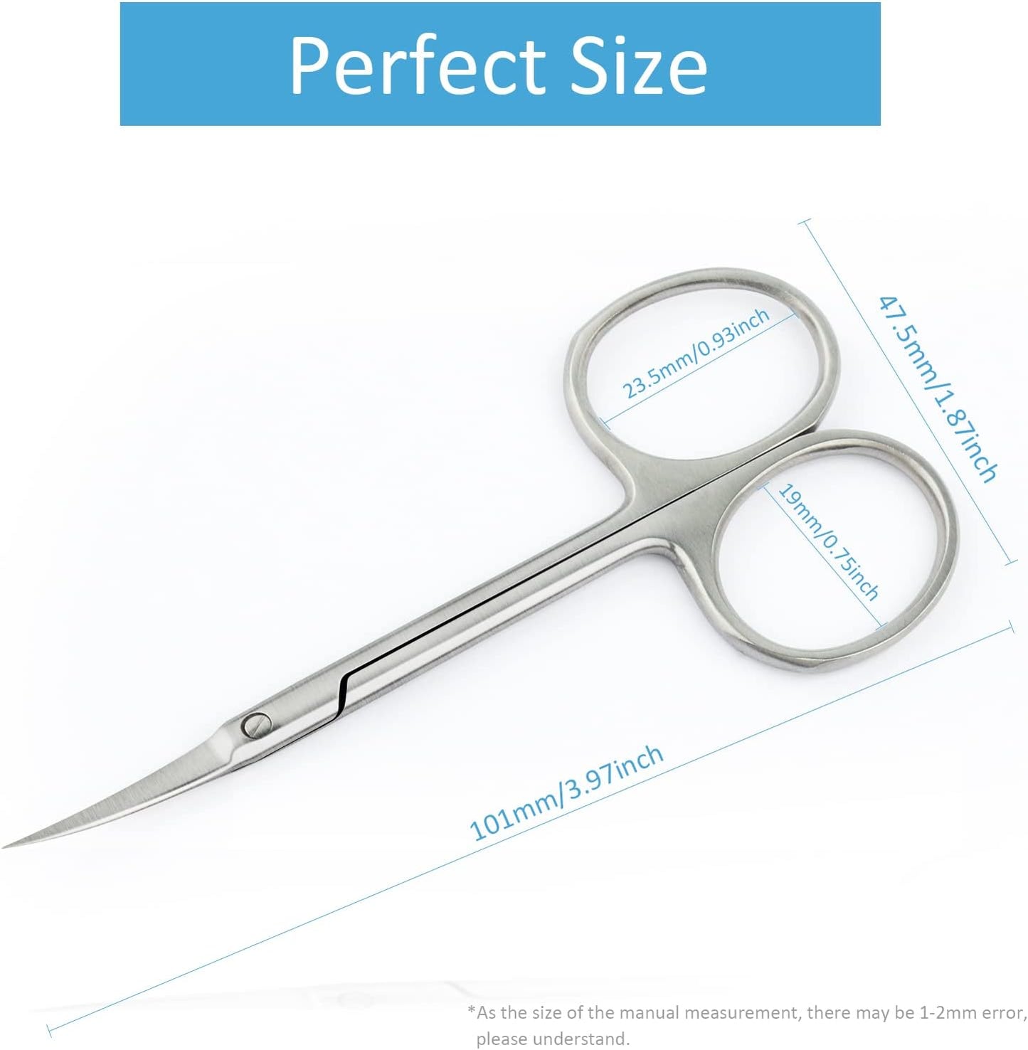 Qunzhao Cuticle Scissors for Women and Men Curved Stainless Steel with Tip Grooming Blades Manicure Nail for Dry Skin Nail Scissors (2)