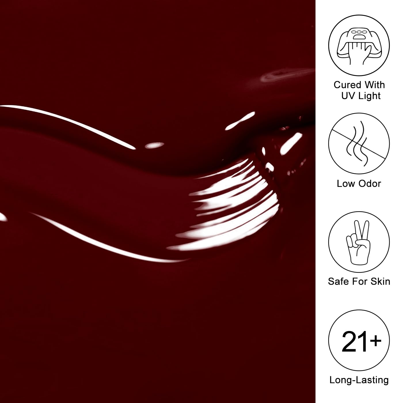 Imtiti Red Gel Nail Polish, Burgundy Red Gel Polish High Gloss Soak Off UV LED Autumn Winter Art Manicure Salon DIY Design 10ML