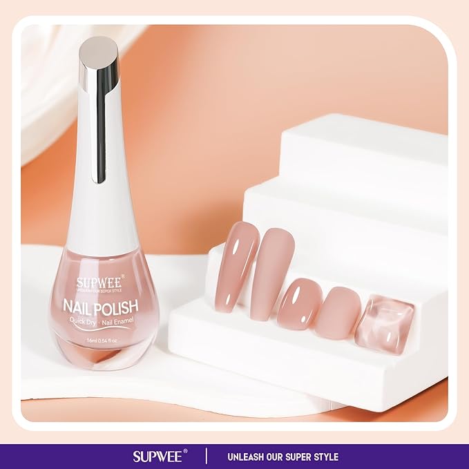 Nude Quick Dry Nail Polish, 16ml Air Fast Dry Regular Nail Polish Lacquer High Glossy Fall Finger Nail Manicure DIY Nail Art Salon Gift for Women Girl