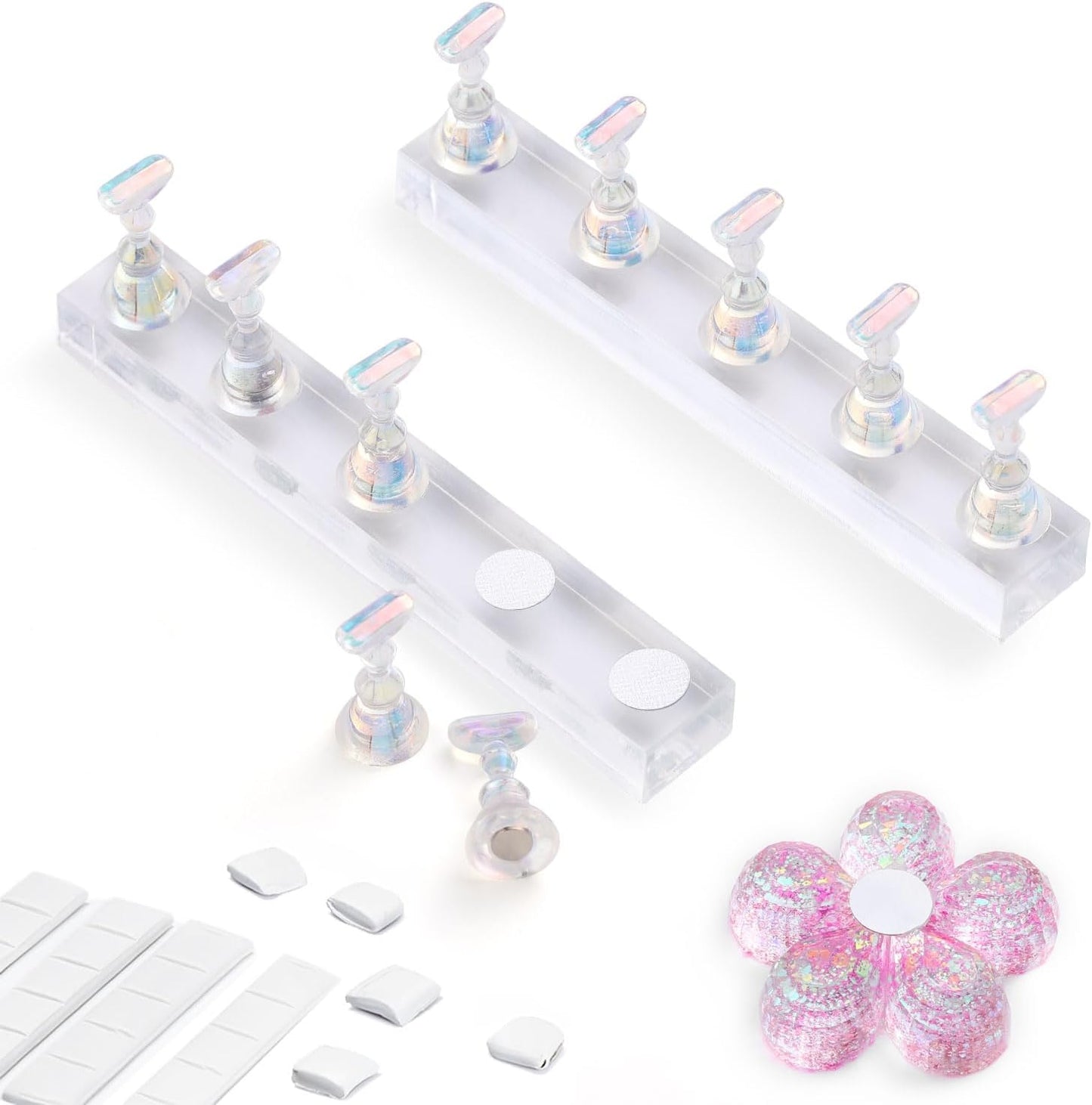 Etercycle Nail Stand Acrylic Nail Art Display Stand Practice Nail Holder for Painting Nails Magnetic Practice Stands with Reusable Putty (Clear)