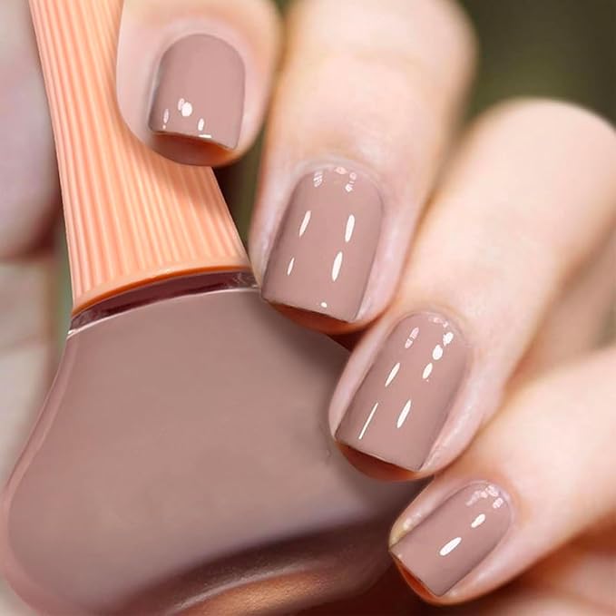 COSMOO Light Coffee Nail Polish, 12ml Elegant Quick Dry Nail Lacquer for Nail Art Varnish, 0.41 fl oz Fast Drying Nail Polish