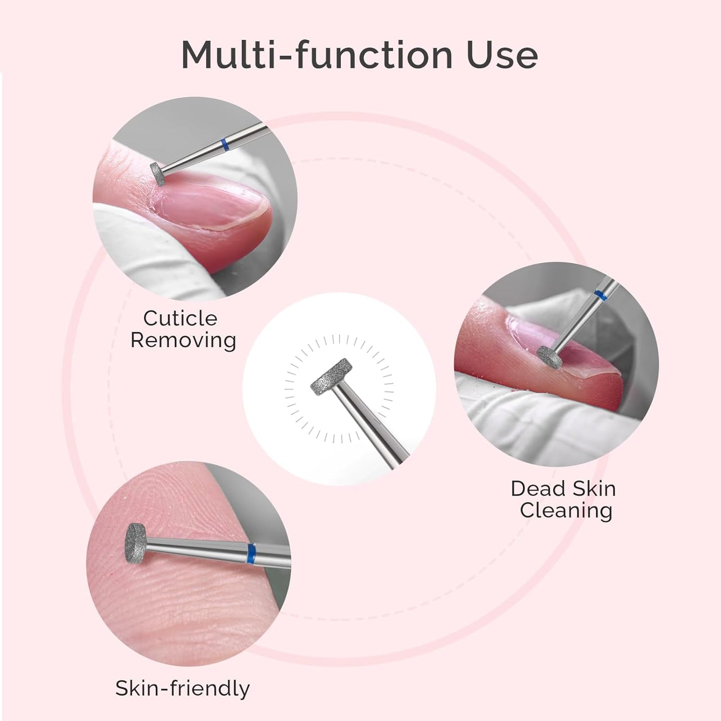 MelodySusie 4mm Super Short Barrel Cuticle Clean Nail Drill Bit 3/32'', Professional Safety Carbide Diamond Under Nail Cleaner for Cuticle Dead Skin Nail Prepare, Beginners Bits, Series Bit-S, Medium