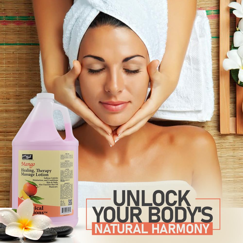 PRONAIL - Healing Therapy Massage Lotion - Professional Pedicure, Body and Hot Oil Manicure, Infused with Natural Oils, Vitamins, Panthenol and Amino Acids (Mango, 1 Gallon)