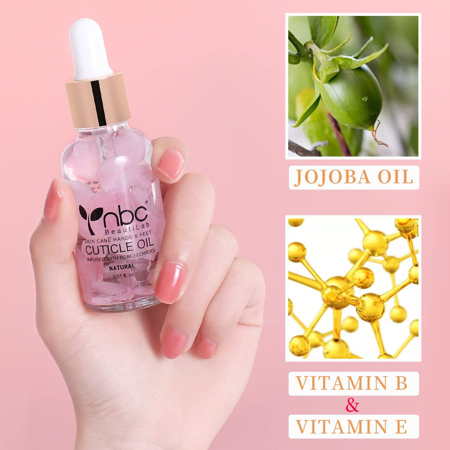 Nail Cuticle Oil, 2Pcs 30ml Rose & Strawberry Cuticle Oil Set Nail Growth Oil with Vitamin E, Jojoba Oil Natural Plant Based Cuticle Oil for Nails Smoothing, Nourishing, Moisturizing
