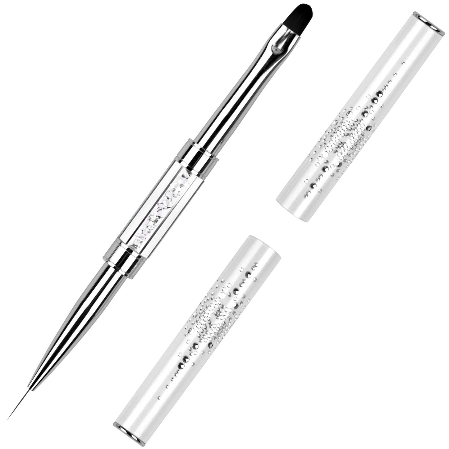 1Pcs Dual-ended Nail Design Brush Rhinestone Handle UV Gel Nail Brush Professional Nail Art Tools