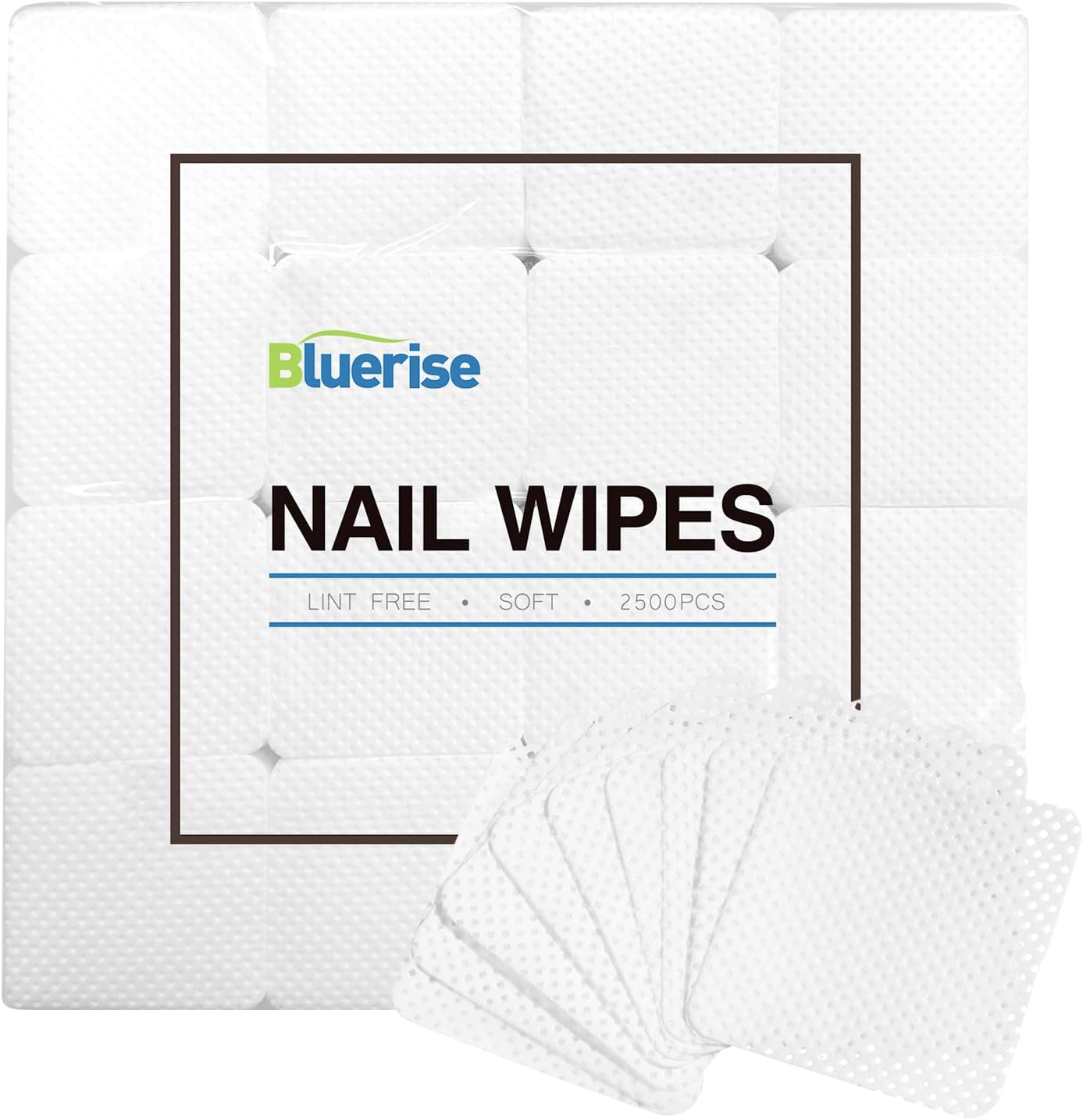 BLUERISE Lint Free Nail Wipes White 2500pcs Nail Polish Remover Pads Soft Absorbable Eyelash Extension Glue Cleaning Wipes