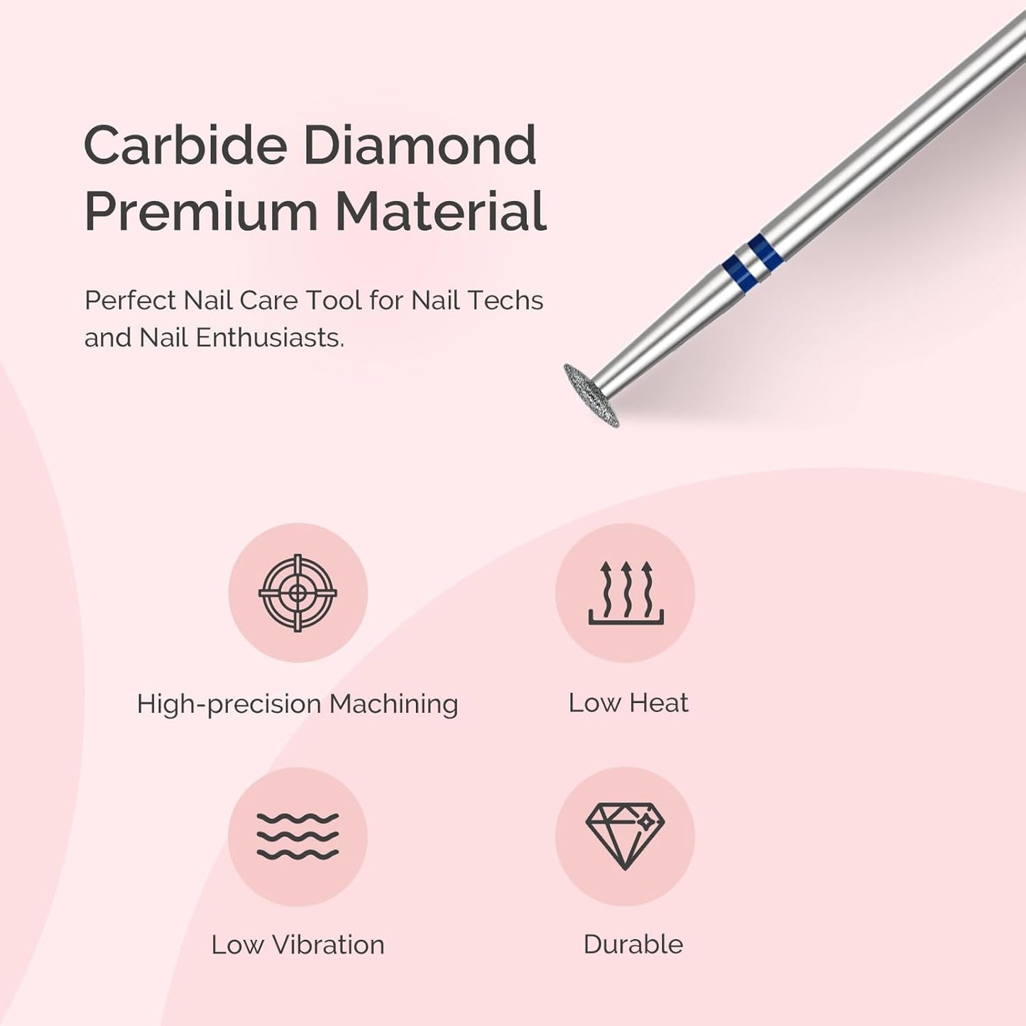 MelodySusie 5mm Umbrella Shape Cuticle Clean Nail Drill Bit 3/32'', Professional Safety Carbide Diamond Under Nail Cleaner for Cuticle Dead Skin Nail Prepare, Beginners Bits, Series Bit-S, Medium
