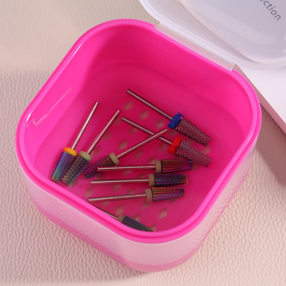 Nail Tool Sterilizer Box Plastic Disinfectant Container for Nail Art Accessories Tools, Portable Sterilization Tray Soaking Box with Strainer for Nail Drill Bits Manicure Cleaning Equipment