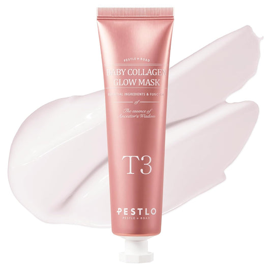 PESTLO Baby Collagen Glow Mask - Korean Peel Off Facial Mask Infused with Reallagen/T3 Vegan Collagen, Aginon, Volufiline for Hydrating, Firming, Glow, Glass Skin | Optional Overnight Use, 1.69 fl.oz