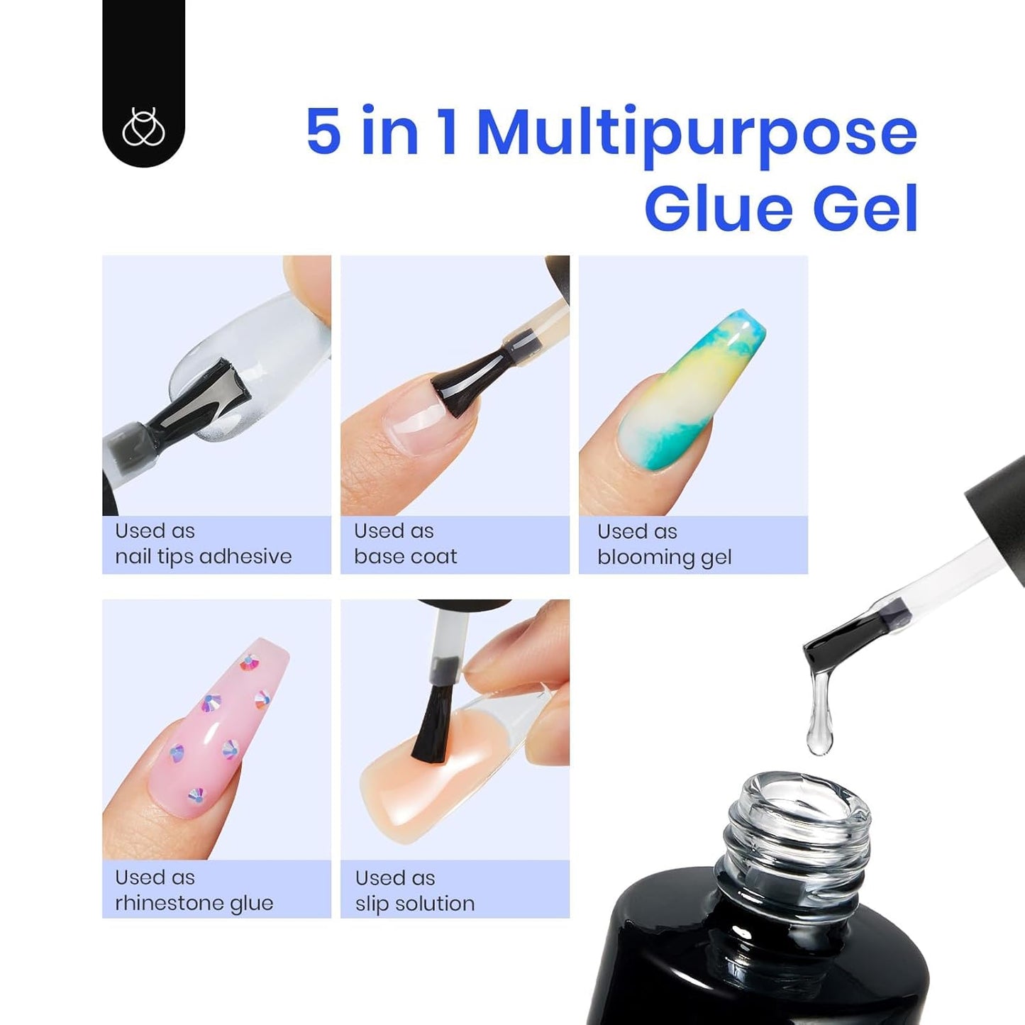 Beetles Gel Nail Kit Almond Short, 500Pcs Pre Shaped Clear Extra Short Almond Gel Nail Tips Easy Nail Extension Set with 5 in 1 Multifunctional Nail Glue Base Uv Led Nail Lamp Nail Art Gifts for Women