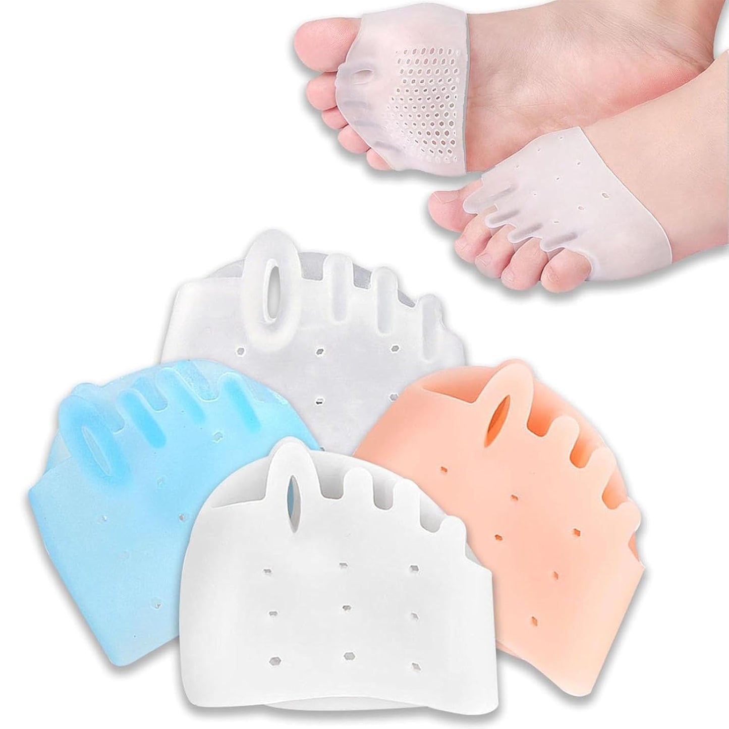 Silicone Toe Separators- Toe Separator for Women, Hallux Valgus Relief - Toe Straightener & Spacer for Women & Men (Multicolored-4PCS)