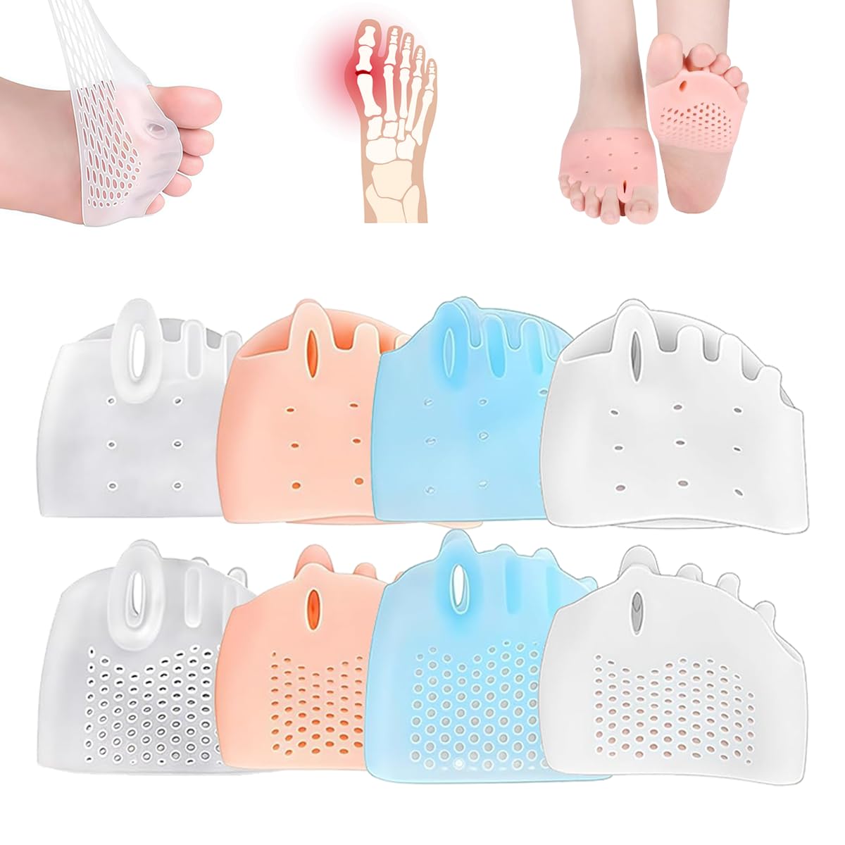 Toe separators for Women & Men， ball of foot bunion corrector toe spacers ，toe protectors women，4-Pairs bunion pads,2025 New