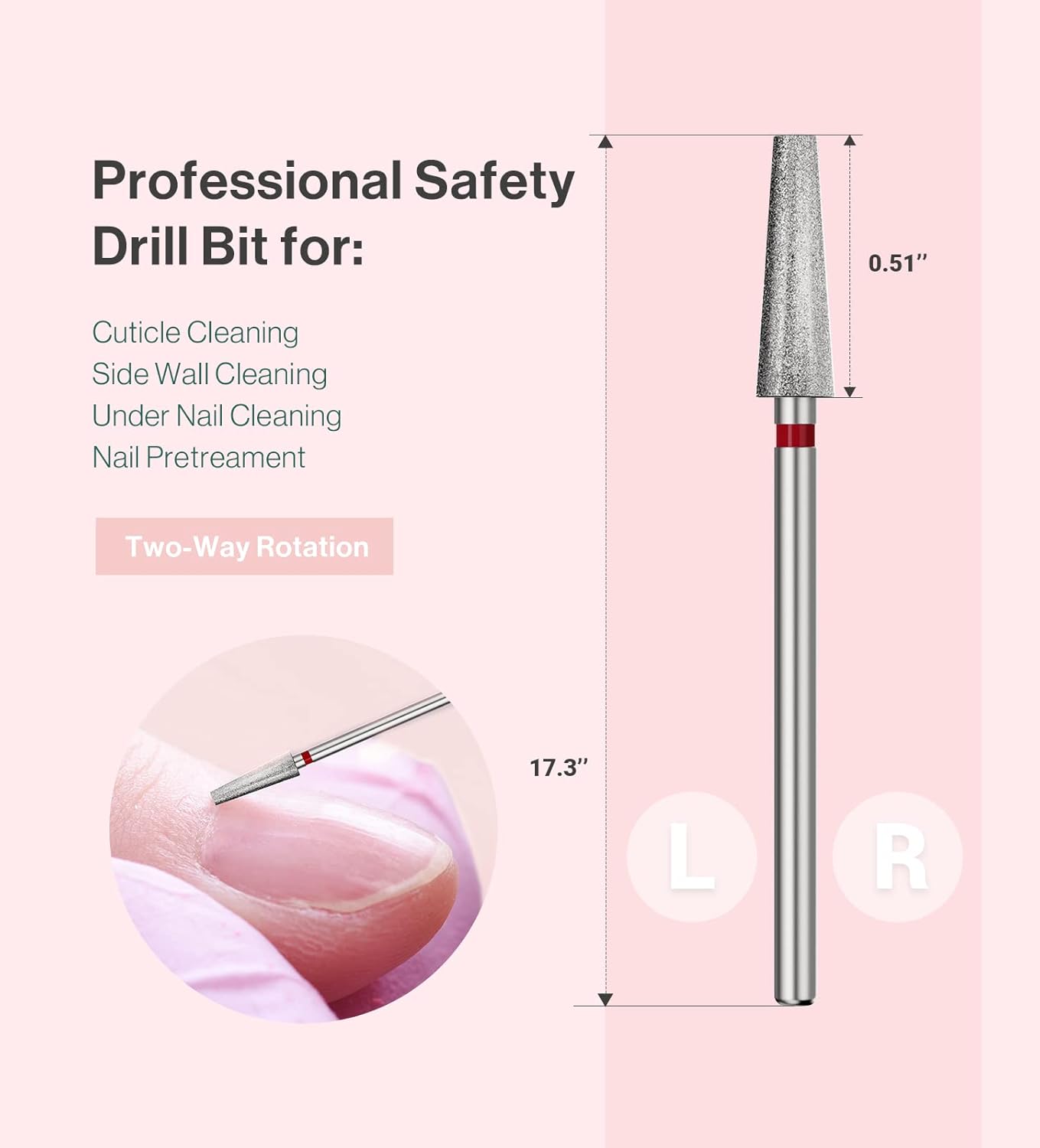 MelodySusie 4mm Long Tapered Barrel Cuticle Clean Nail Drill Bit 3/32'', Professional Safety Carbide Diamond Under Nail Cleaner for Cuticle Dead Skin Nail Prepare, Beginners Bits, Series Bit-S, Fine
