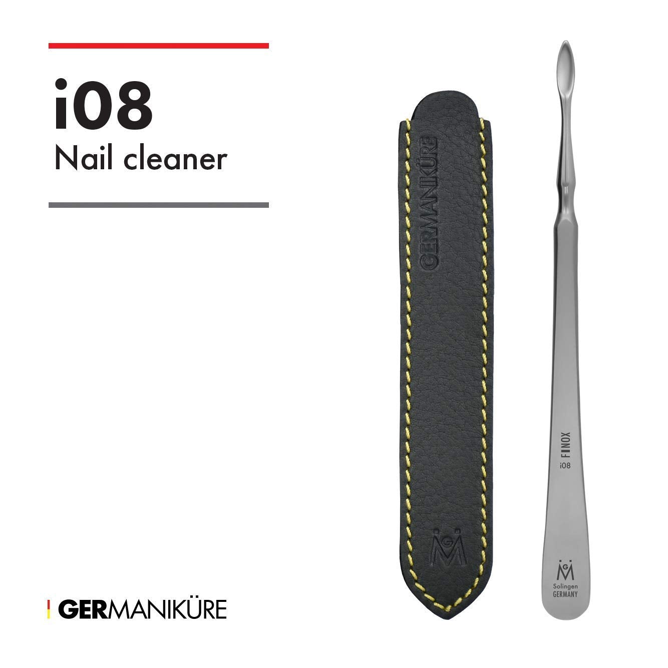i02 - Cuticle Pusher in Leather FINOX Surgical Stainless Steel German Manicure Pedicure Tool Cuticle Remover GERmanikure Solingen