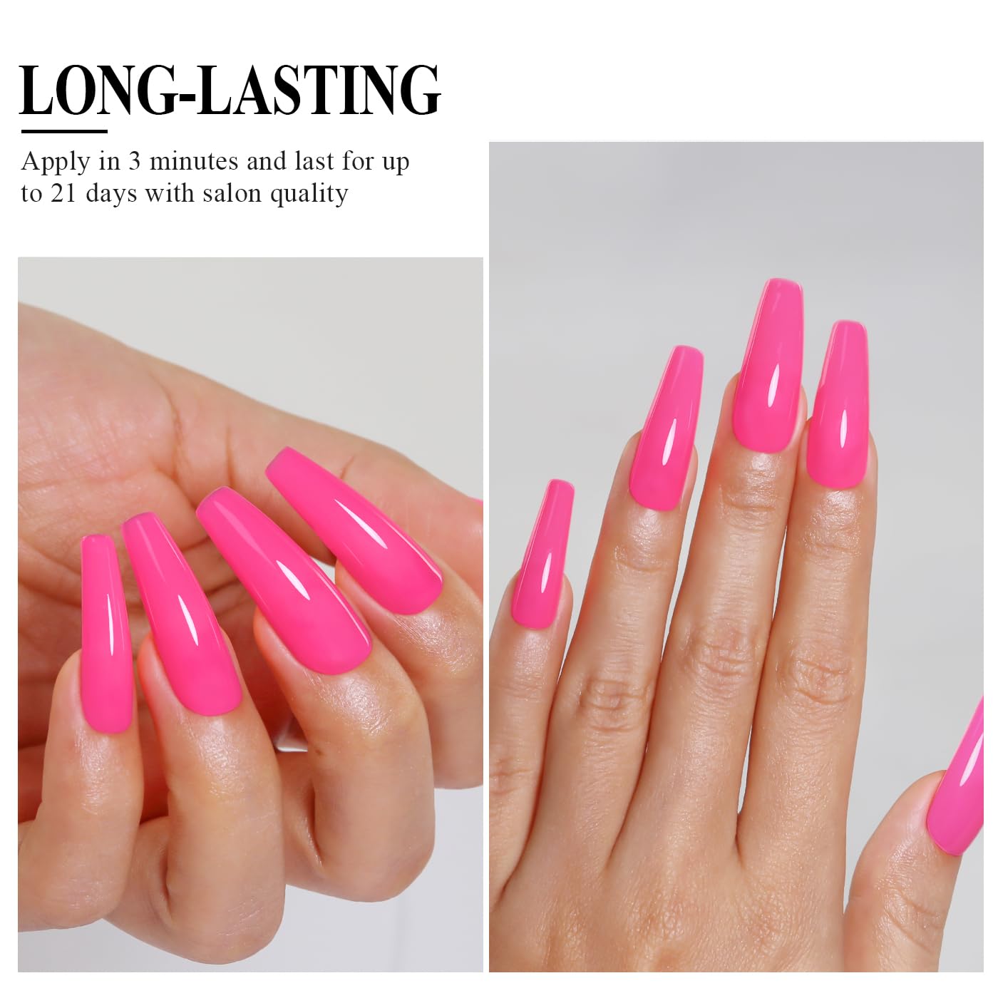 Imtiti Pink Gel Nail Polish, Neon Pink Gel Polish High Gloss Soak Off UV LED Nail Gel Polish Hot Pink Spring Summer Art Manicure Salon DIY Design 10ML