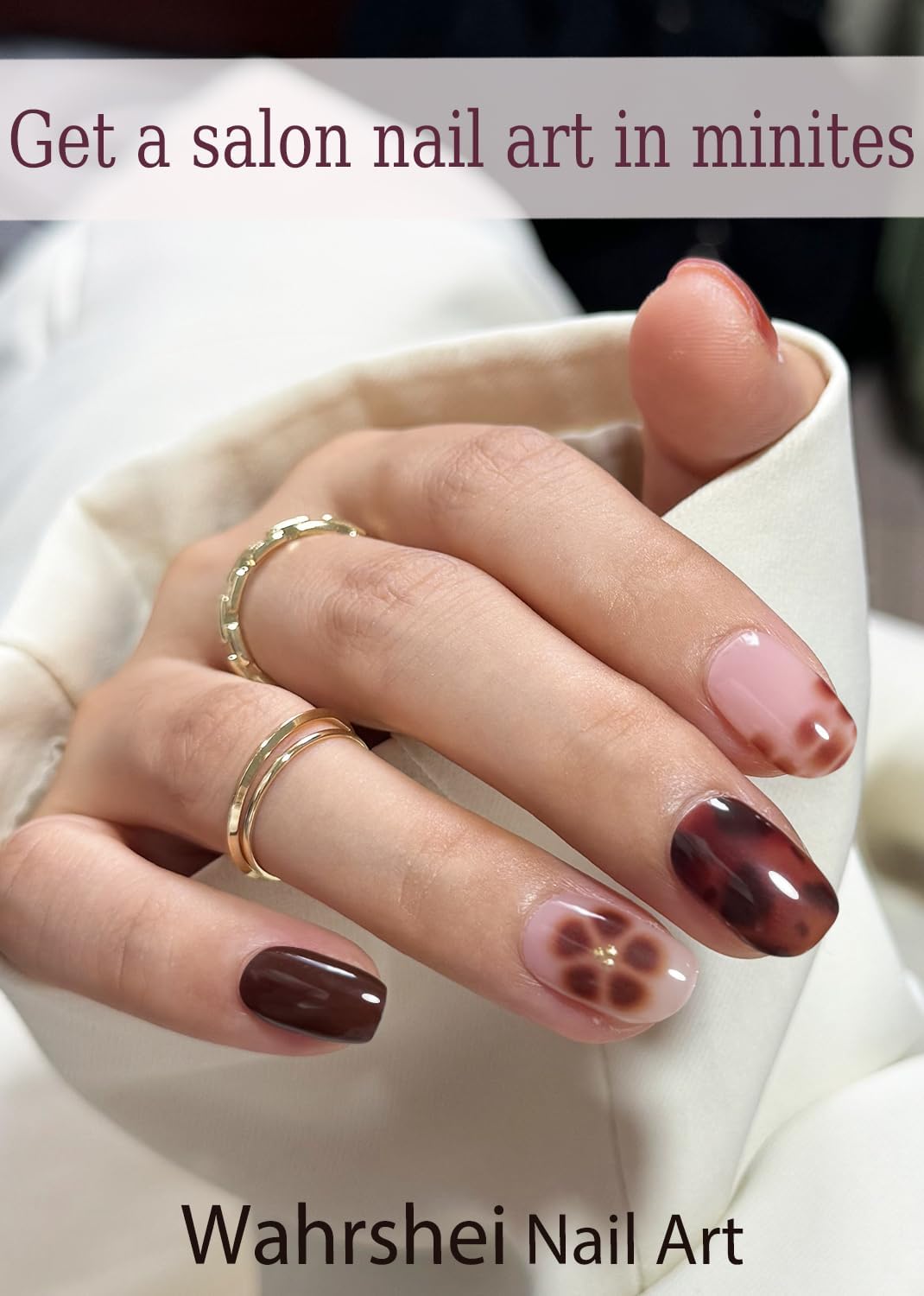 Semi Cured Gel Nail Strips, Khaki Leopard 20pcs Adhesive UV Sticker, Wraps for Home Manicure DIY