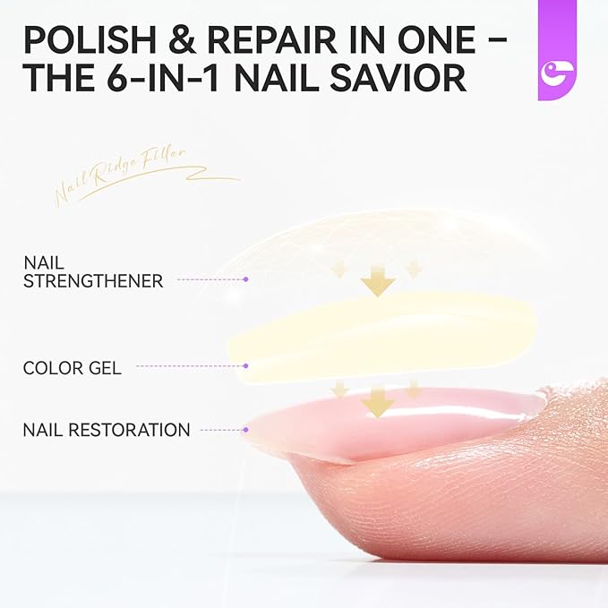 gelike ec Nail Strengthener and Growth Polish: Milky Apricot Protein Nail Repair Treatment for Damaged Nails Quick Dry Hardener Polish for Women at Home 16ml