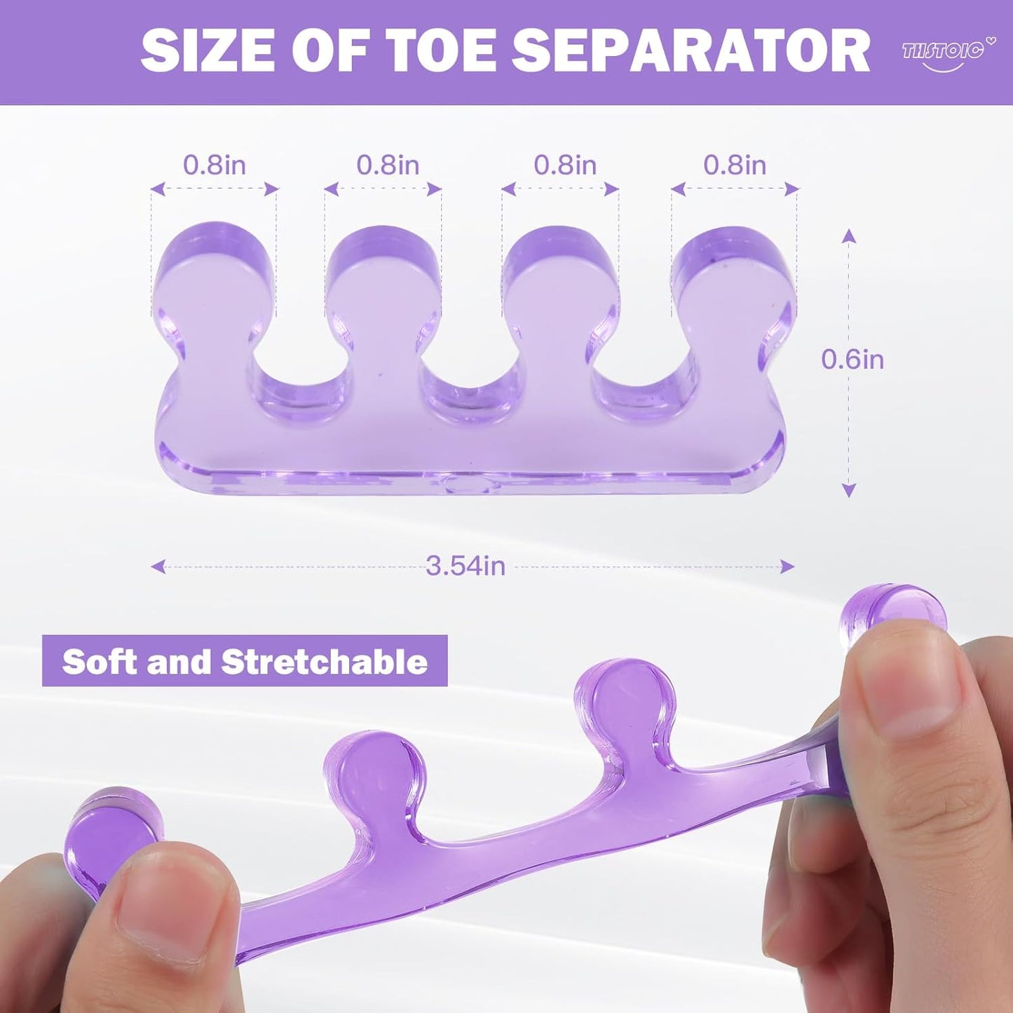 Toe Separators for Women, Pedicure Toe Spacers & Spreaders - Yoga Relax and Finger Dividers, Gel Silicone Toe Separators for Pedicure, Nail Polish, Toenail Painting (2-Pairs)
