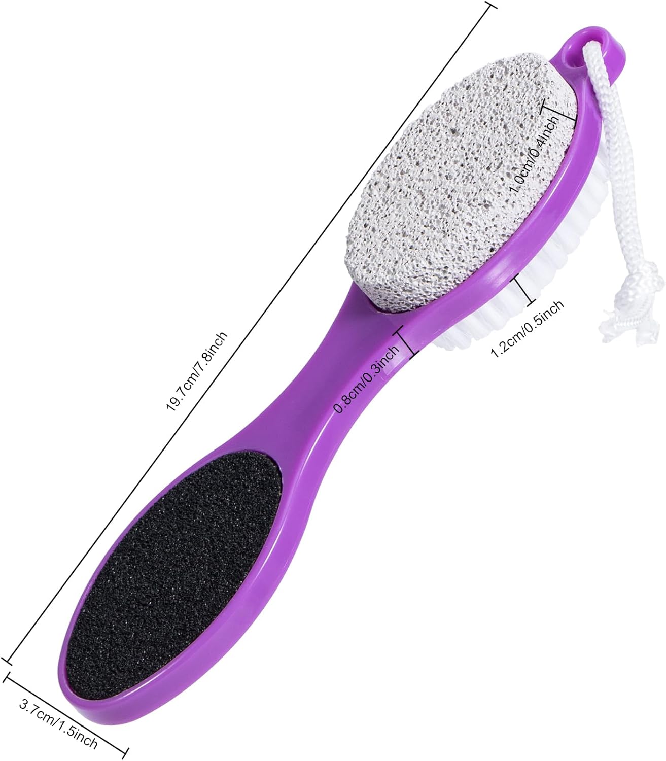 Pumice Stone Brush for Feet 4 in 1, Foot File Callus Remover, Foot Rasp and Sand Paper Pedicure Tools with Handle, Shower Foot Scrubber, Soft Smooth Feet for Home Foot Care,2 Pack