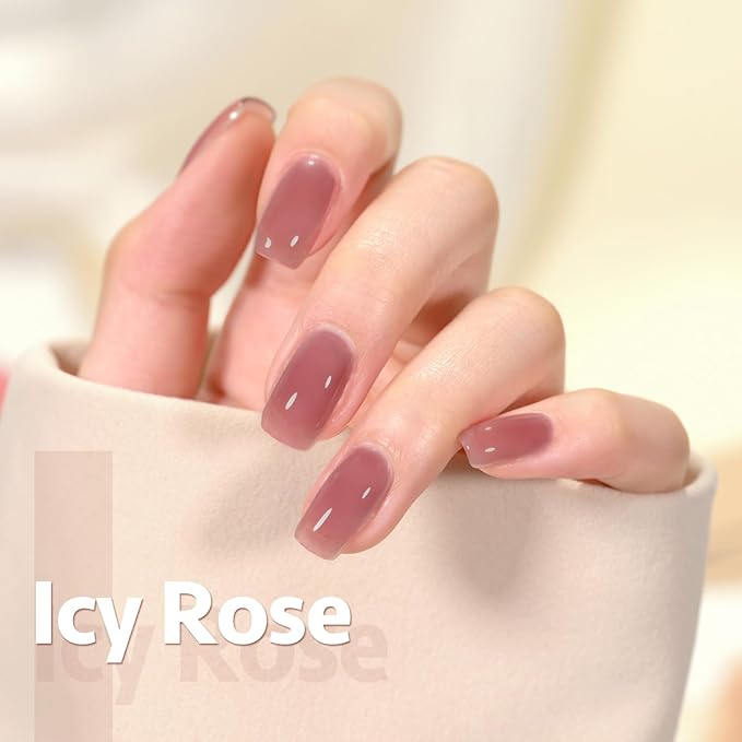 GAOY Jelly Pink Nude Gel Nail Polish Set, 6 Transparent Colors Sheer Red Brown Soak Off UV Light Cure Gel Polish Kit for Salon and Nail Art DIY at Home