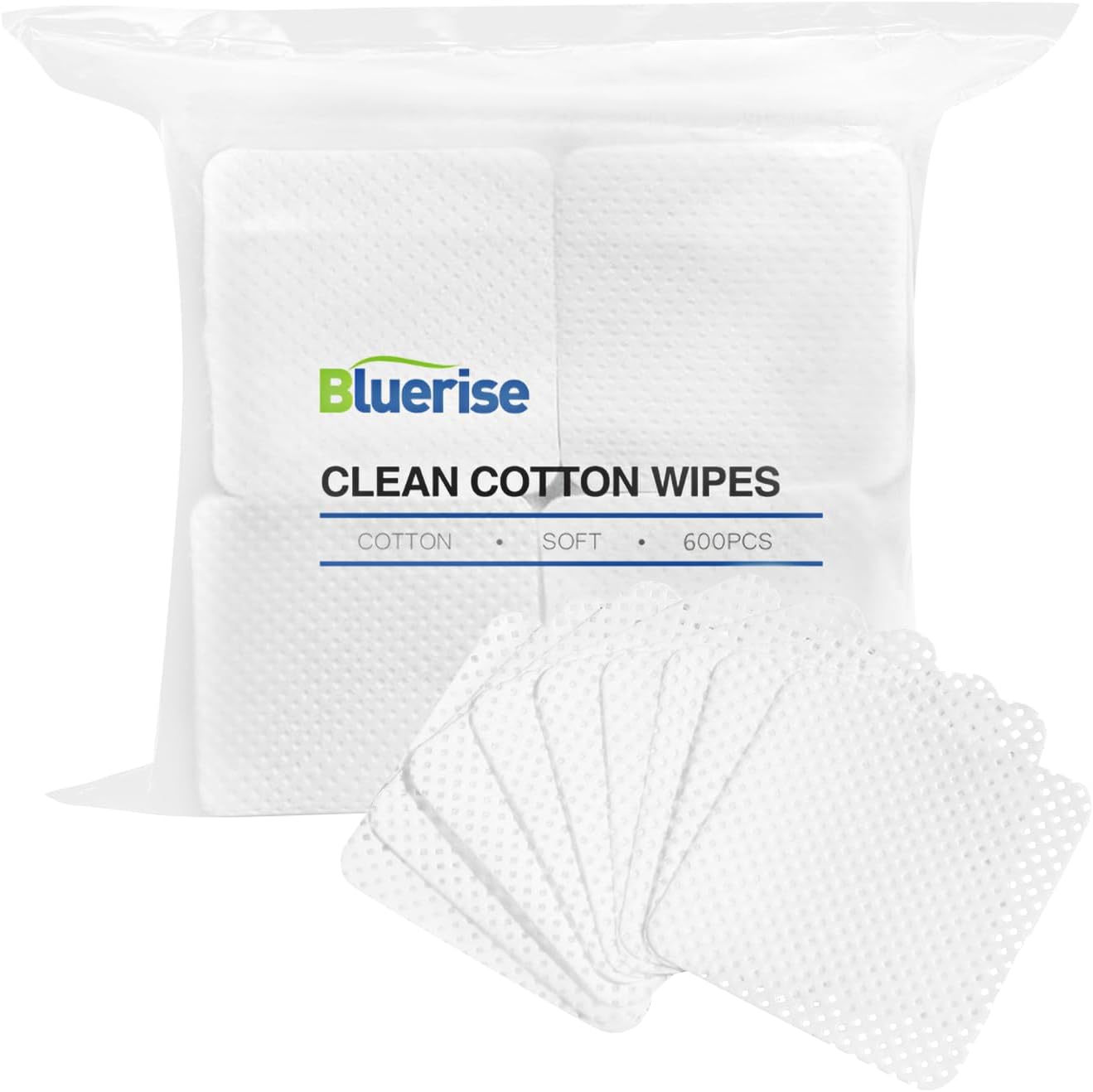 BLUERISE Lint Free Nail Wipes White 600pcs Nail Polish Remover Pads Soft Absorbable Eyelash Extension Glue Cleaning Wipes