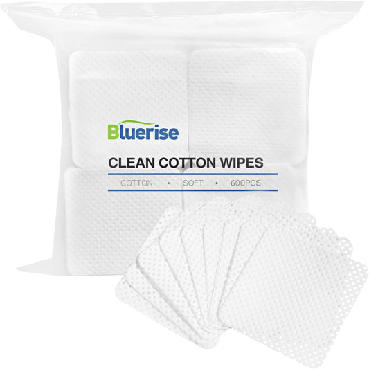BLUERISE Lint Free Nail Wipes White 600pcs Nail Polish Remover Pads Soft Absorbable Eyelash Extension Glue Cleaning Wipes