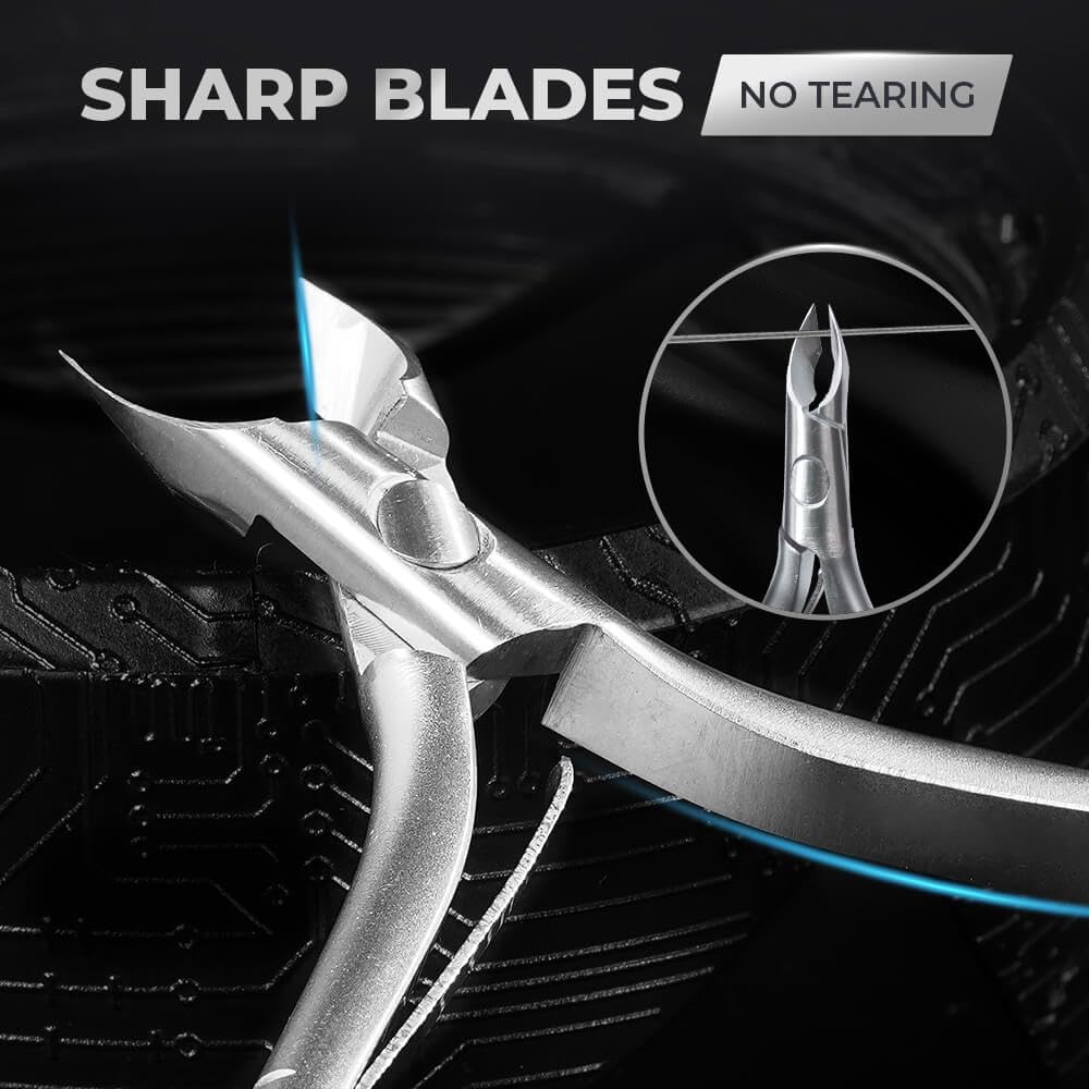 Vanfa Cuticle Nippers, Cuticle Trimmer, Professional Cuticle Cutter - Extremely Sharp - Stainless Steel - Square Head - Single Spring - VF05 Jaw #14 (Pack of 3)