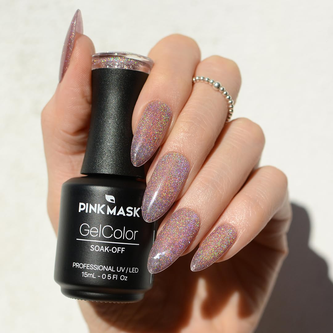 PINK MASK Gel Color Nail Polish Moon - Col. Planetary Brilliance 15ml / o.5 oz - UV/LED Gel Polish, Non Wipe, Long Lasting, Soak Off Formula