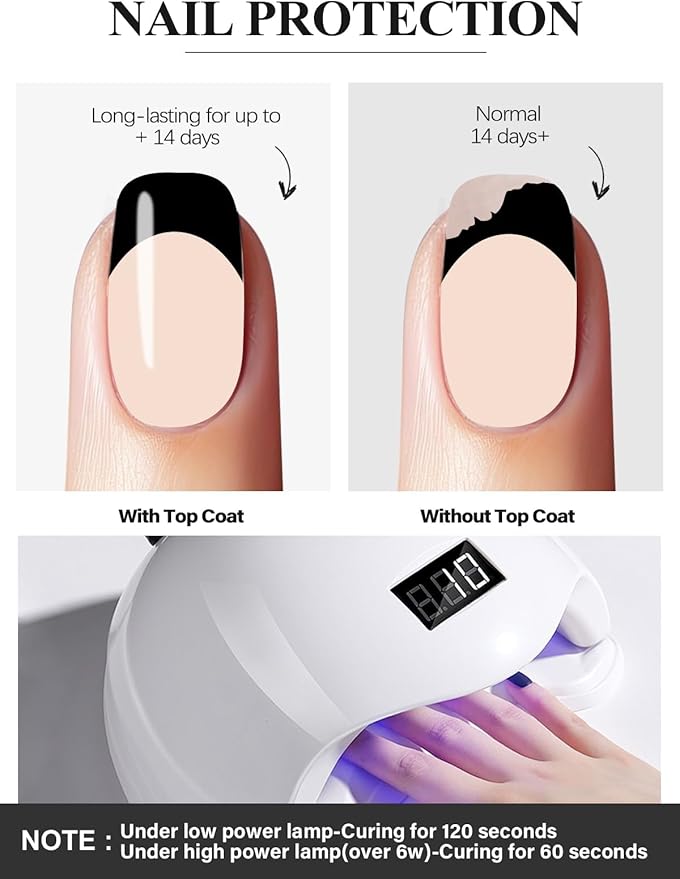 EBANKU 20Pcs Semi-Cured Gel Nail Strips for Women, Girl， Black Deep French Nail Sticker, Lasting Waterproof Full Wraps Stickers for Salon Manicures, Perfect with File and Stick
