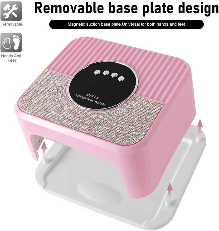 LimeGirl UV LED Nail Lamp Kit for Gel Polish Professional Fast Curing Pink Dryer Light Set with UV Protection Gloves Cordless Rechargeable Nail Art Cure Machine for Manicure Pedicure at Home and Salon