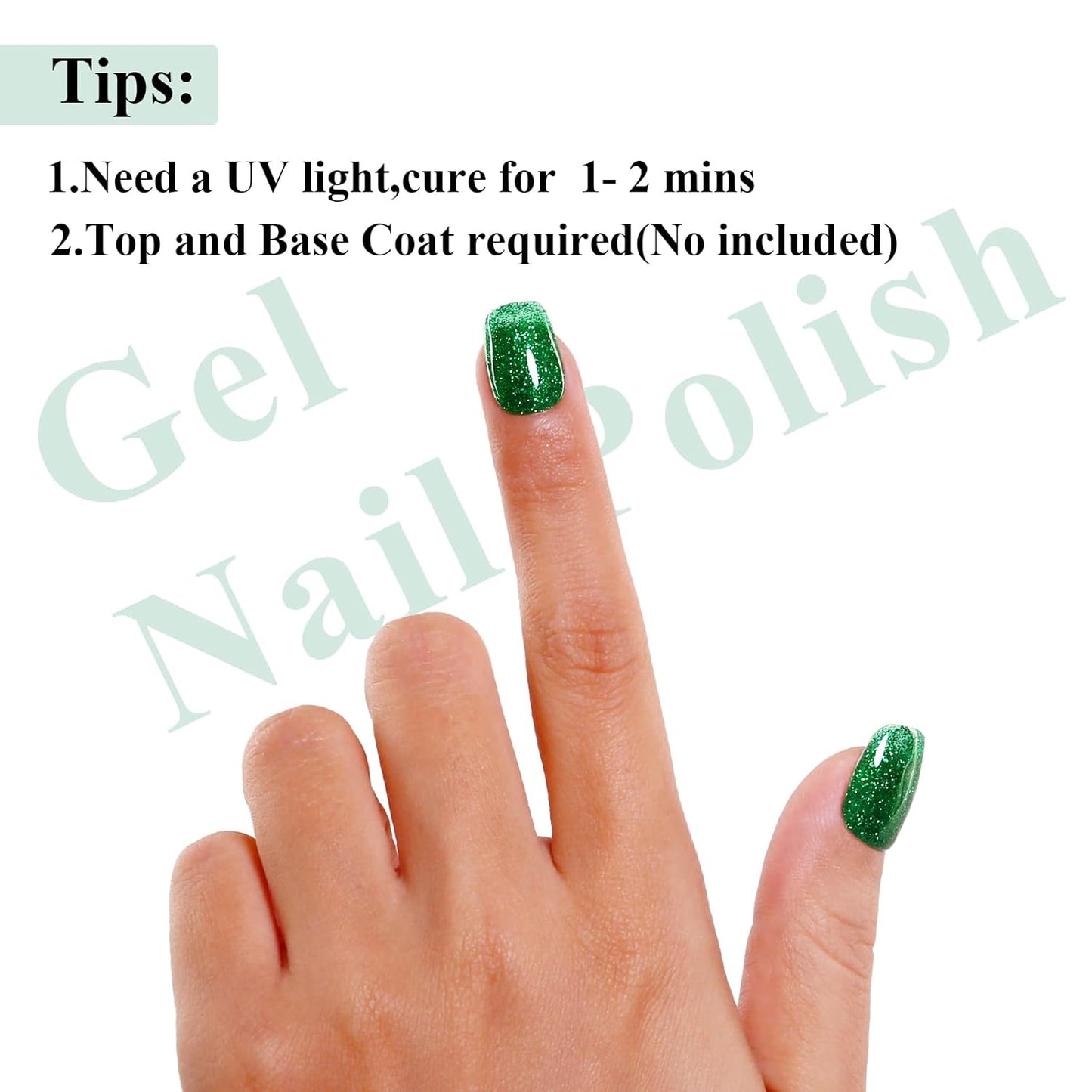 Imtiti Glitter Gel Nail Polish, Green Glitter Gel Polish Soak Off LED U V Shimmer Sparkle Christmas Green Nail Gel Polish Fall Winter DIY Nail Art Starter Manicure Salon 10ML